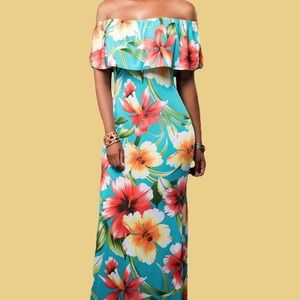 Belle La Vie Tropical Off-the-shoulder Maxi Dress